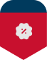 Selo vermelho com símbolo de porcentagem, representando precatórios do INSS